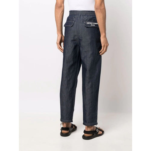 Load image into Gallery viewer, Emporio Armani
logo-embroidered straight-leg trousers - Yooto
