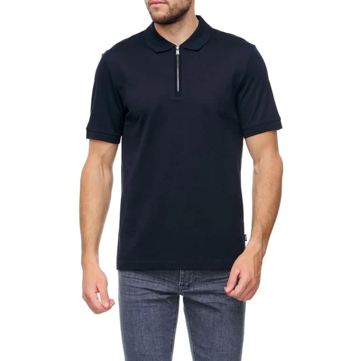 BOSS MERCERISED-COTTON SLIM-FIT POLO SHIRT WITH ZIPPED PLACKET - Yooto