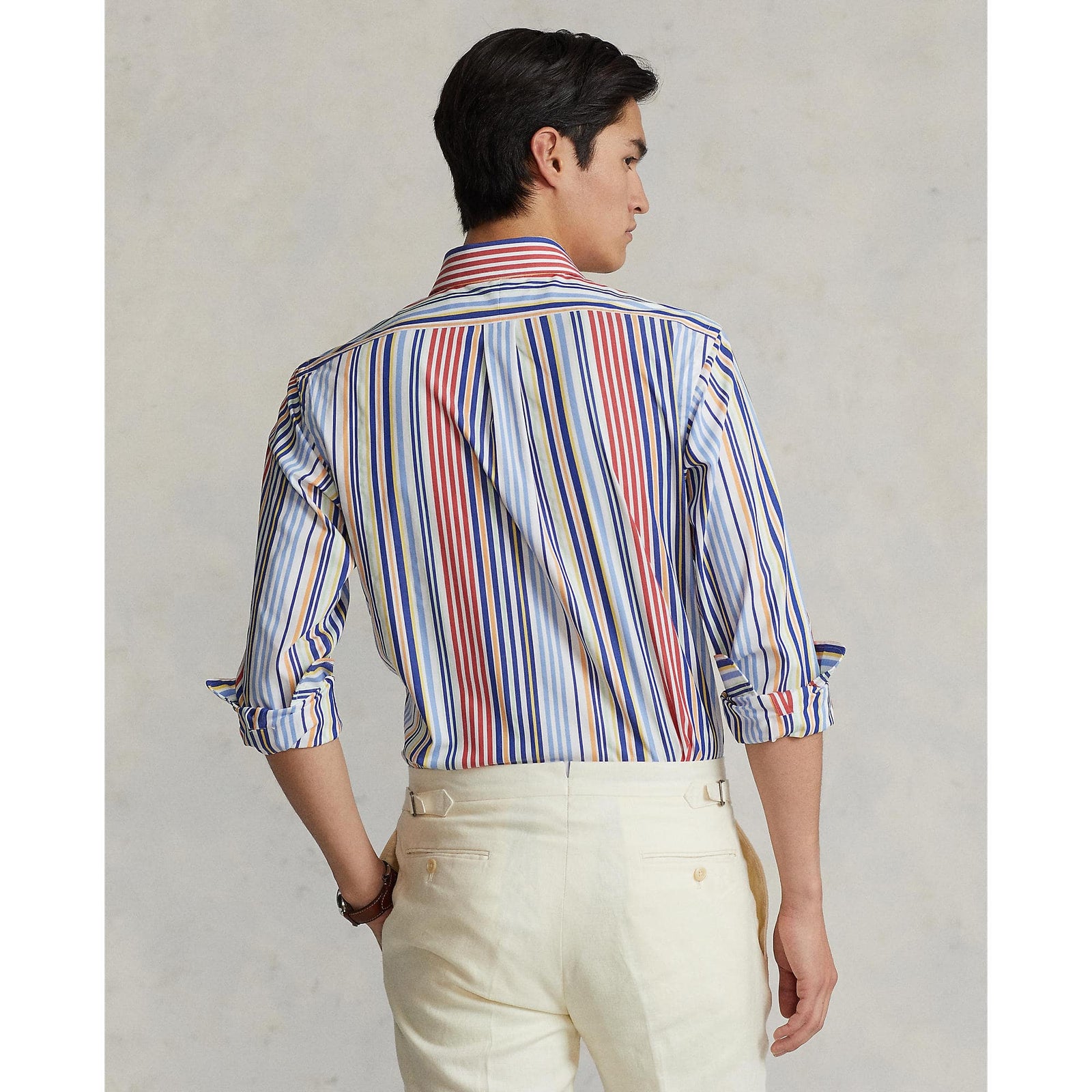 Custom Fit Striped Stretch Poplin Shirt - Yooto