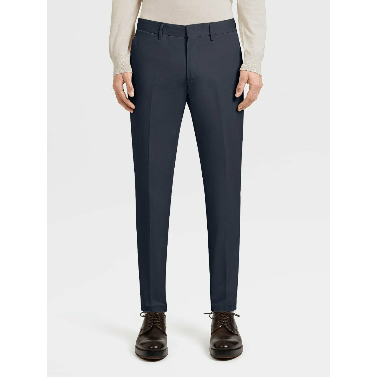 BLUE STRETCH COTTON TROUSERS - Yooto