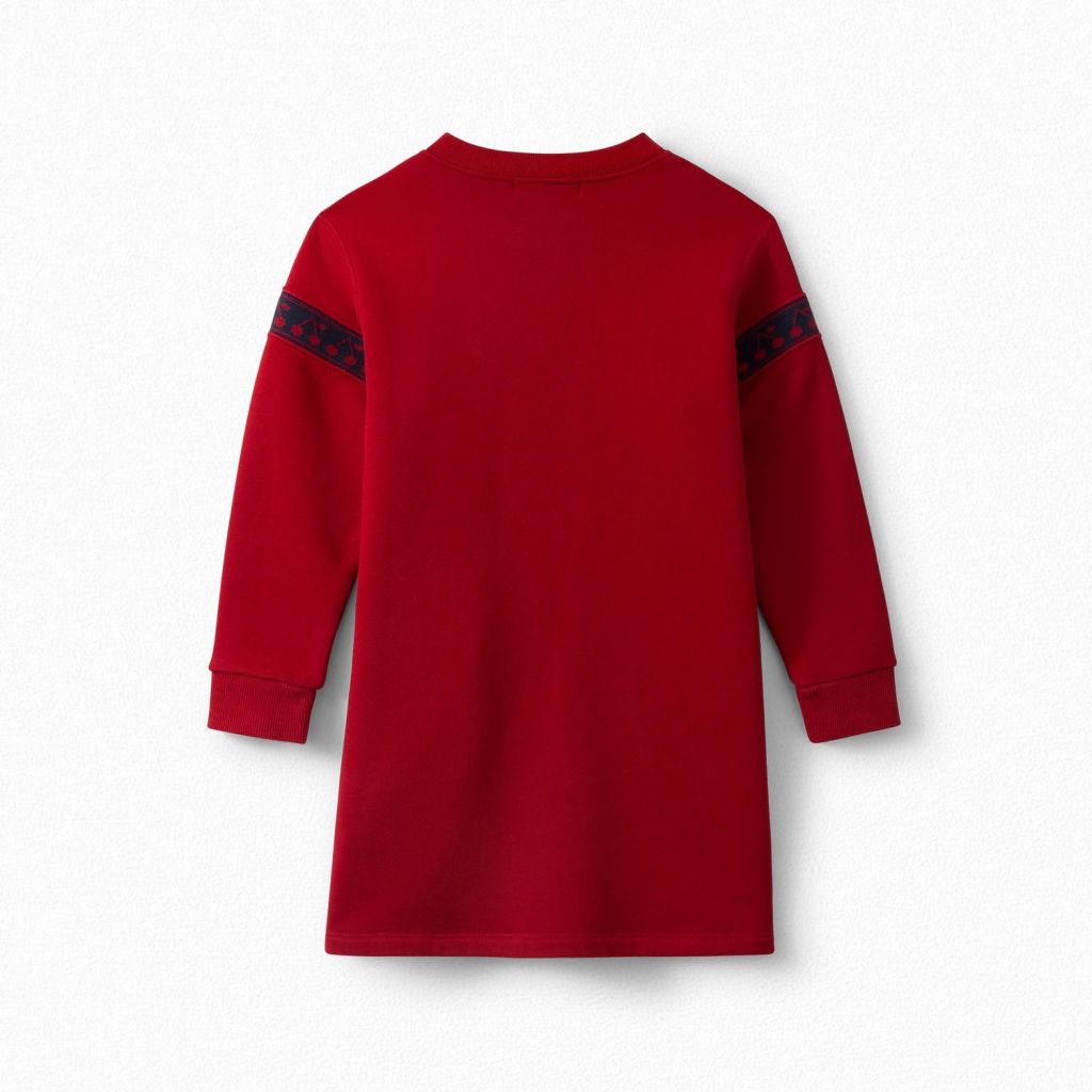 EMBROIDERED FLEECE DRESS RED - Yooto