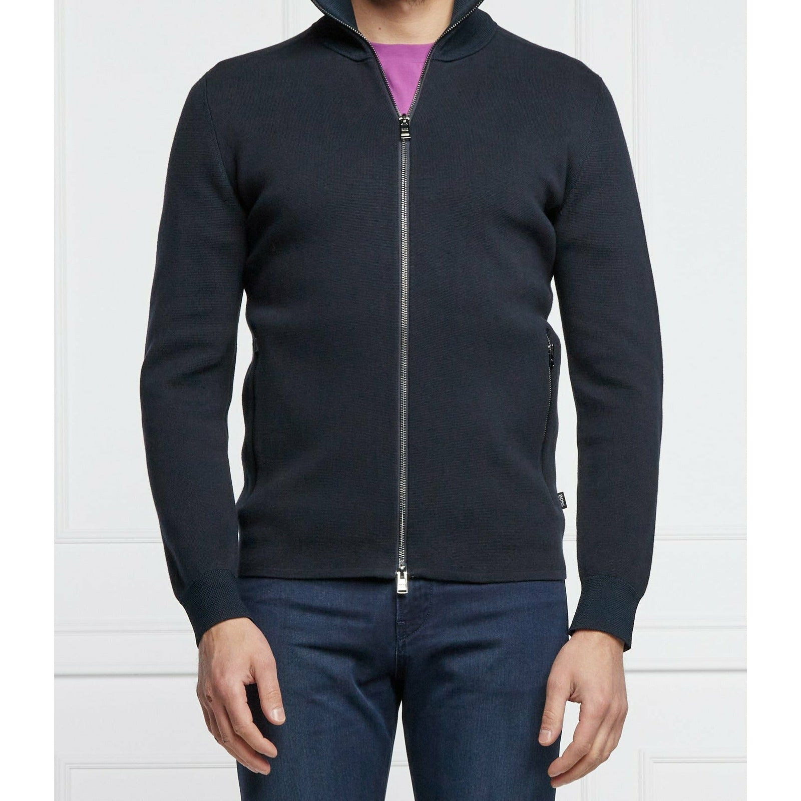 REGULAR-FIT ZIP-UP KNITTED JACKET IN COTTON - Yooto