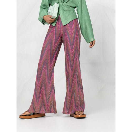 Load image into Gallery viewer, WAVE CHEVRON LUREX-KNIT TROUSERS - Yooto

