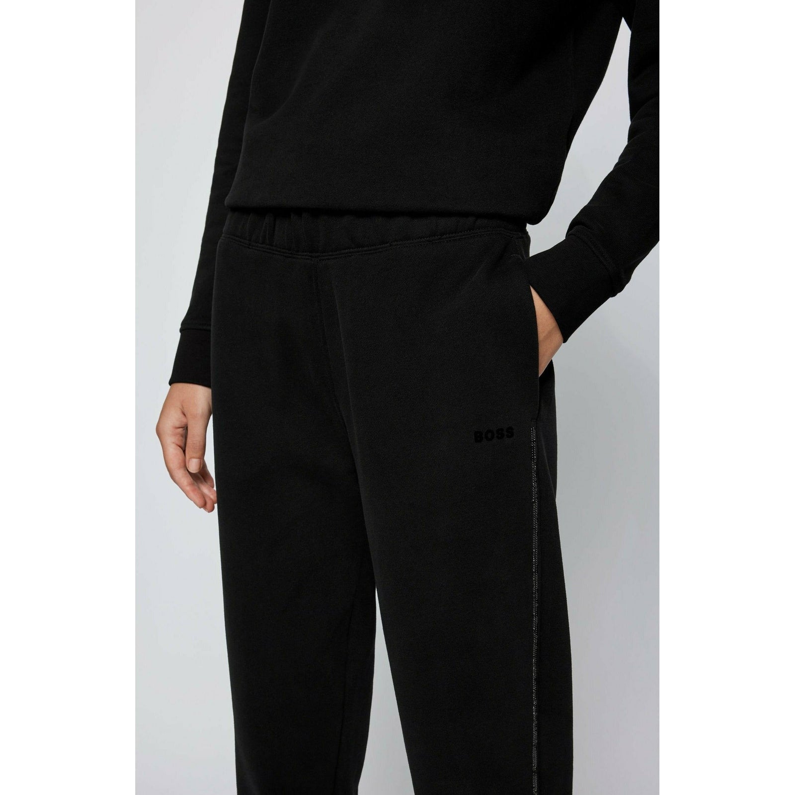 CUFFED TRACKSUIT BOTTOMS IN COTTON WITH SEQUINNED SEAMS - Yooto