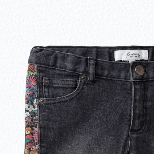 Load image into Gallery viewer, GIRLS&#39; DENIM AND FABRIC LIBERTY PANTS BLACK - Yooto
