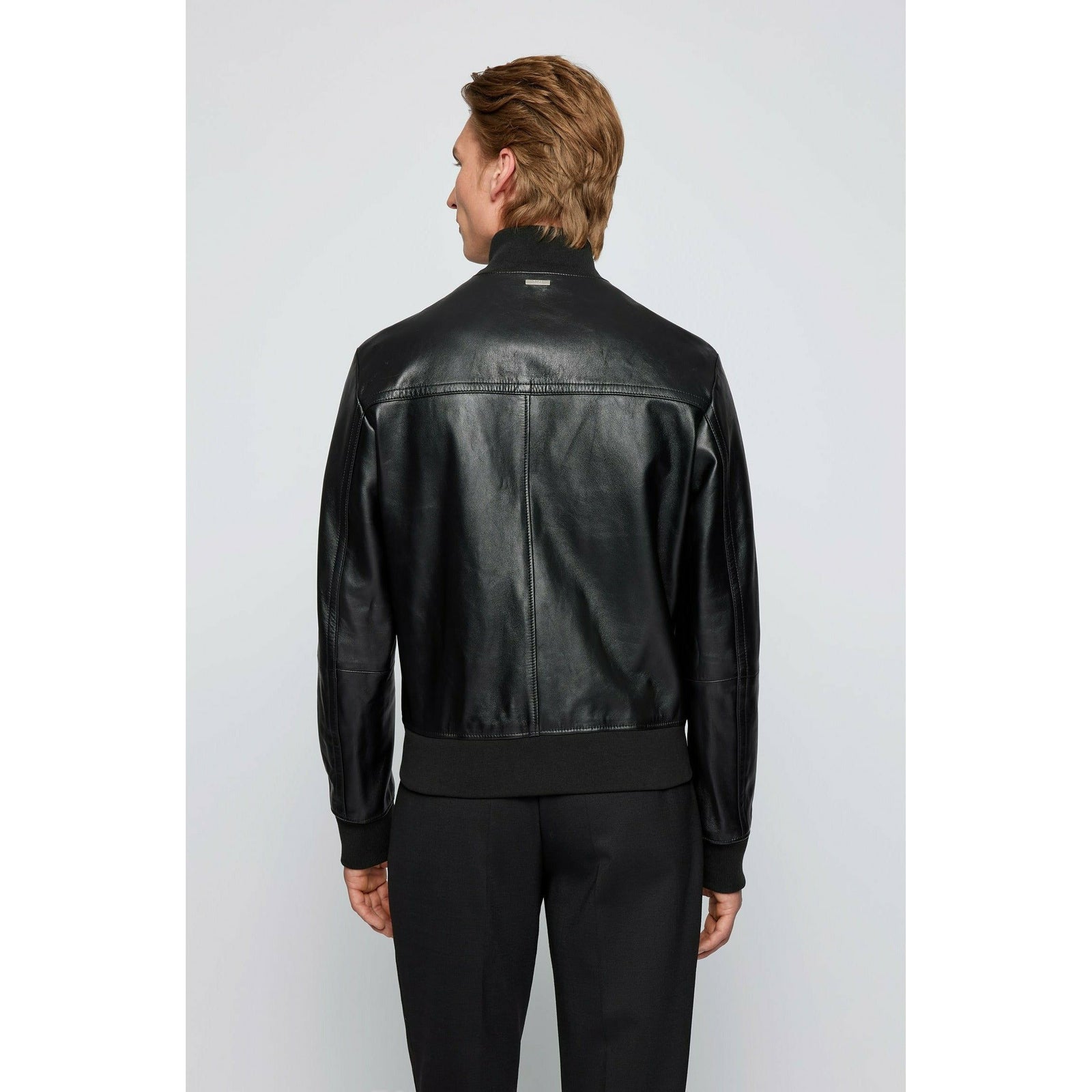 BOMBER-STYLE LEATHER JACKET IN A REGULAR FIT - Yooto