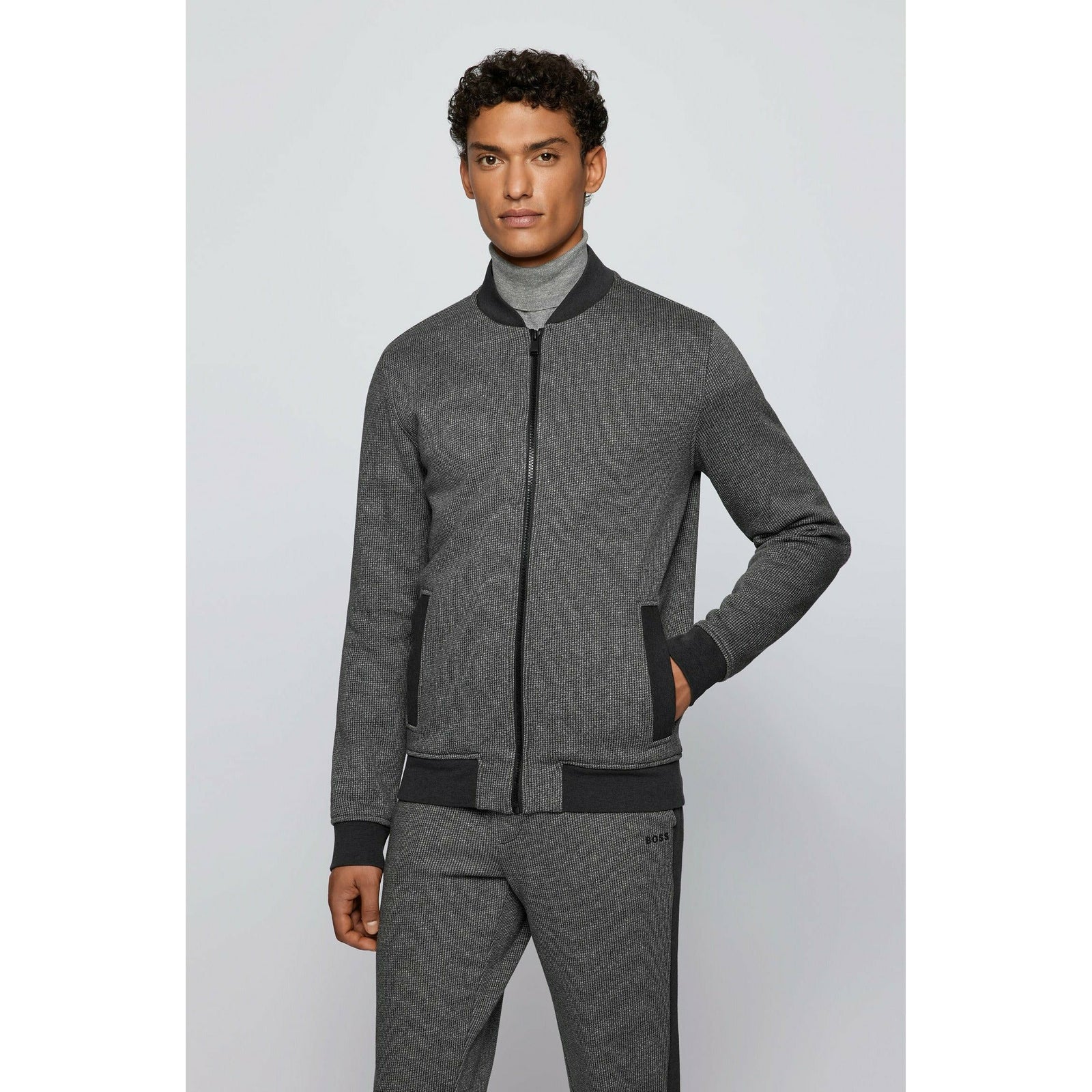 RELAXED-FIT ZIP-UP JACKET WITH HERRINGBONE PATTERN - Yooto