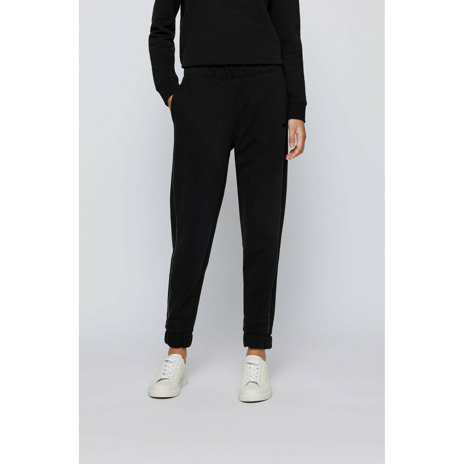 CUFFED TRACKSUIT BOTTOMS IN COTTON WITH SEQUINNED SEAMS - Yooto