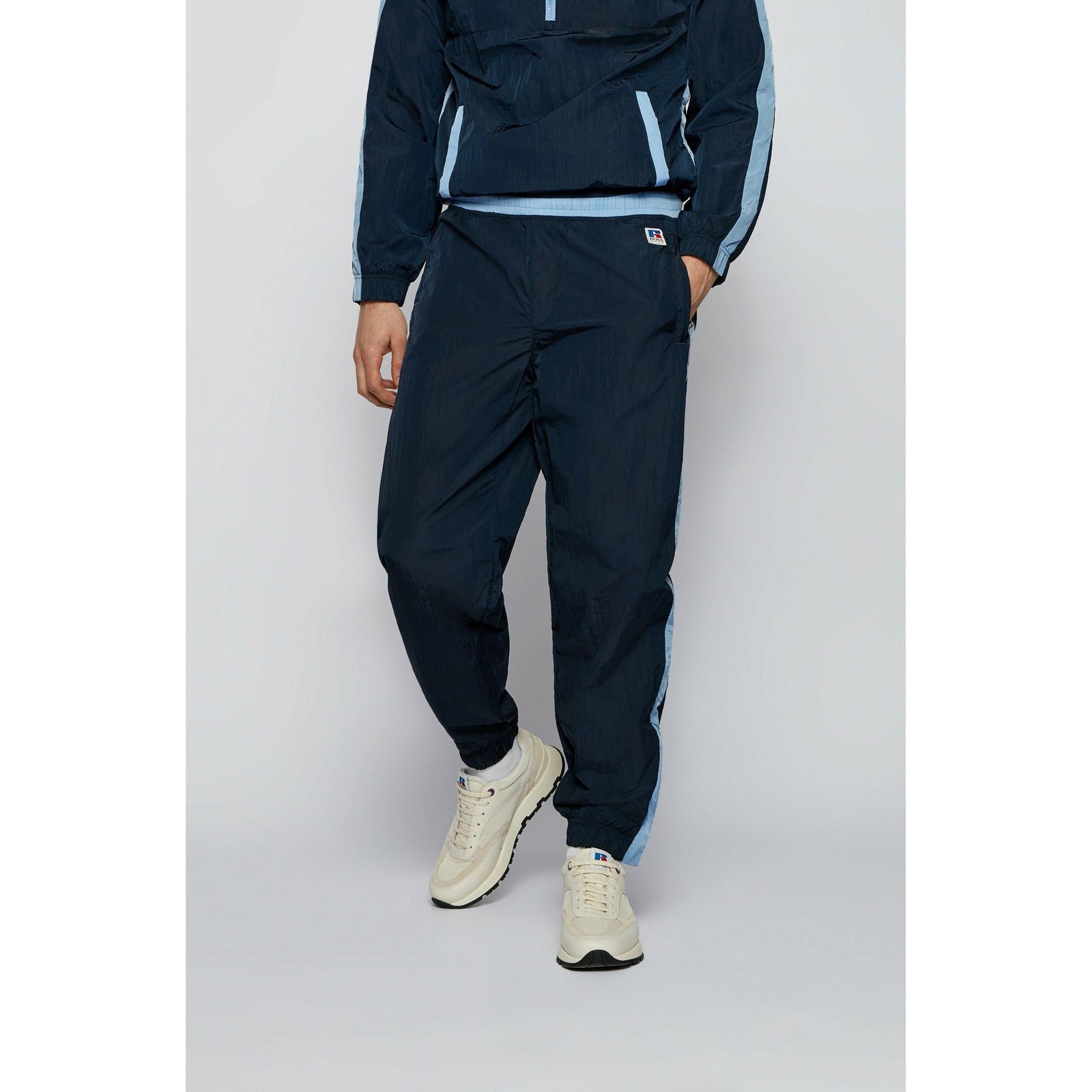 CONTRAST-TRIM TRACKSUIT BOTTOMS WITH EXCLUSIVE LOGO - Yooto