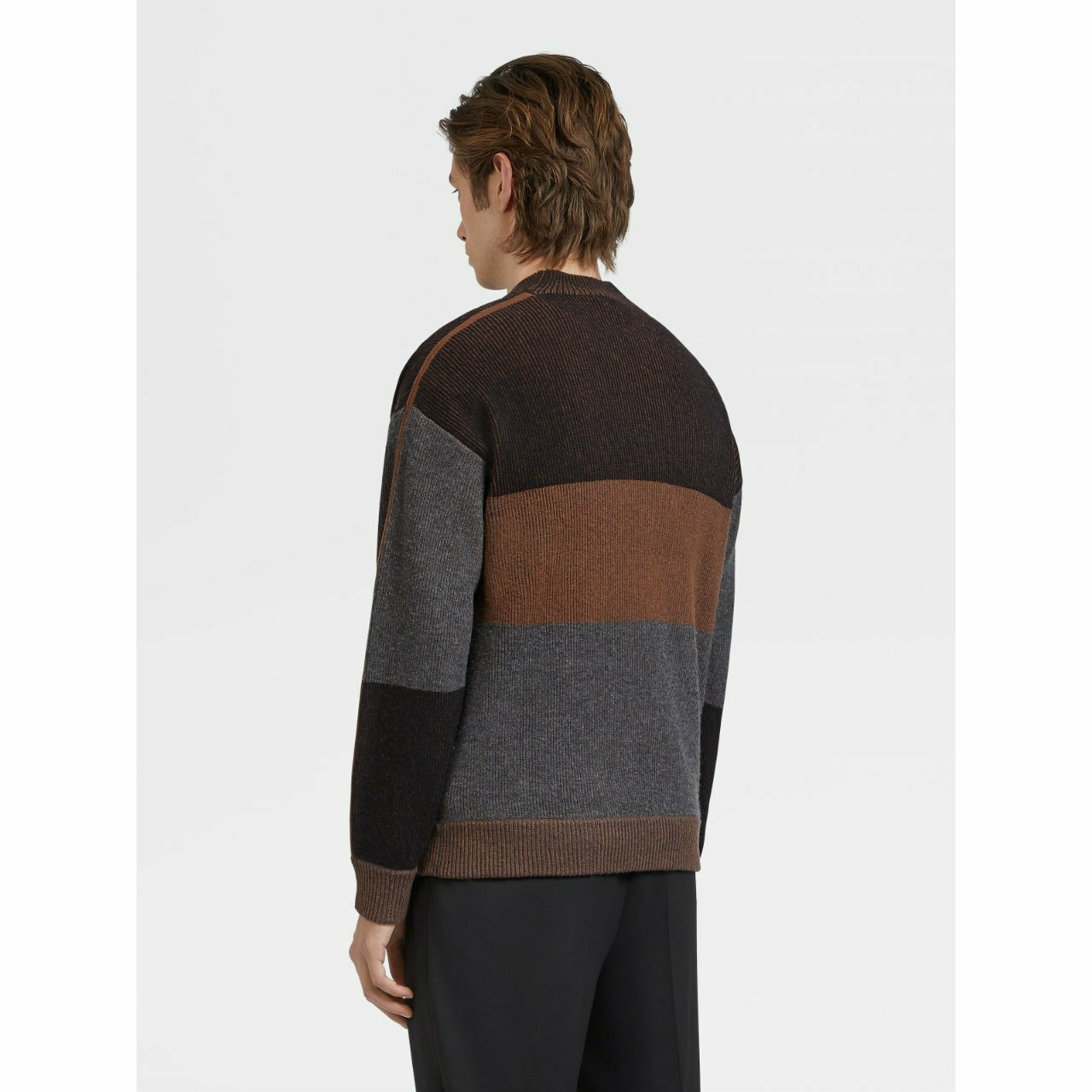STRIPED WOOL AND CASHMERE KNIT CREWNECK - Yooto