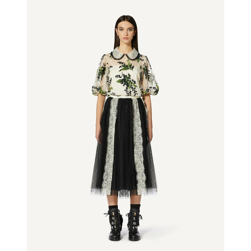 Load image into Gallery viewer, POINT D&#39;ESPRIT TULLE SKIRT WITH LACE RIBBONS - Yooto
