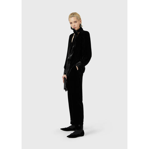 Load image into Gallery viewer, DOUBLE-BREASTED JACKET IN STRIPED LUREX VELVET WITH FOULARD - Yooto
