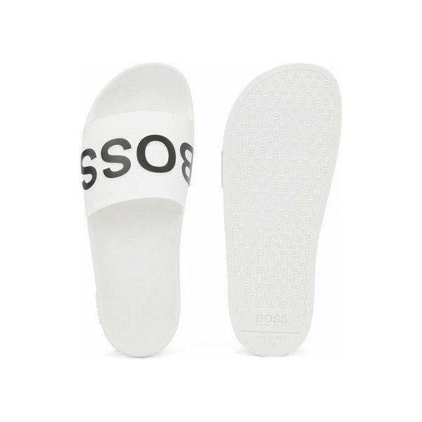 ITALIAN-MADE SLIDES WITH LOGO STRAP AND CONTOURED SOLE - Yooto