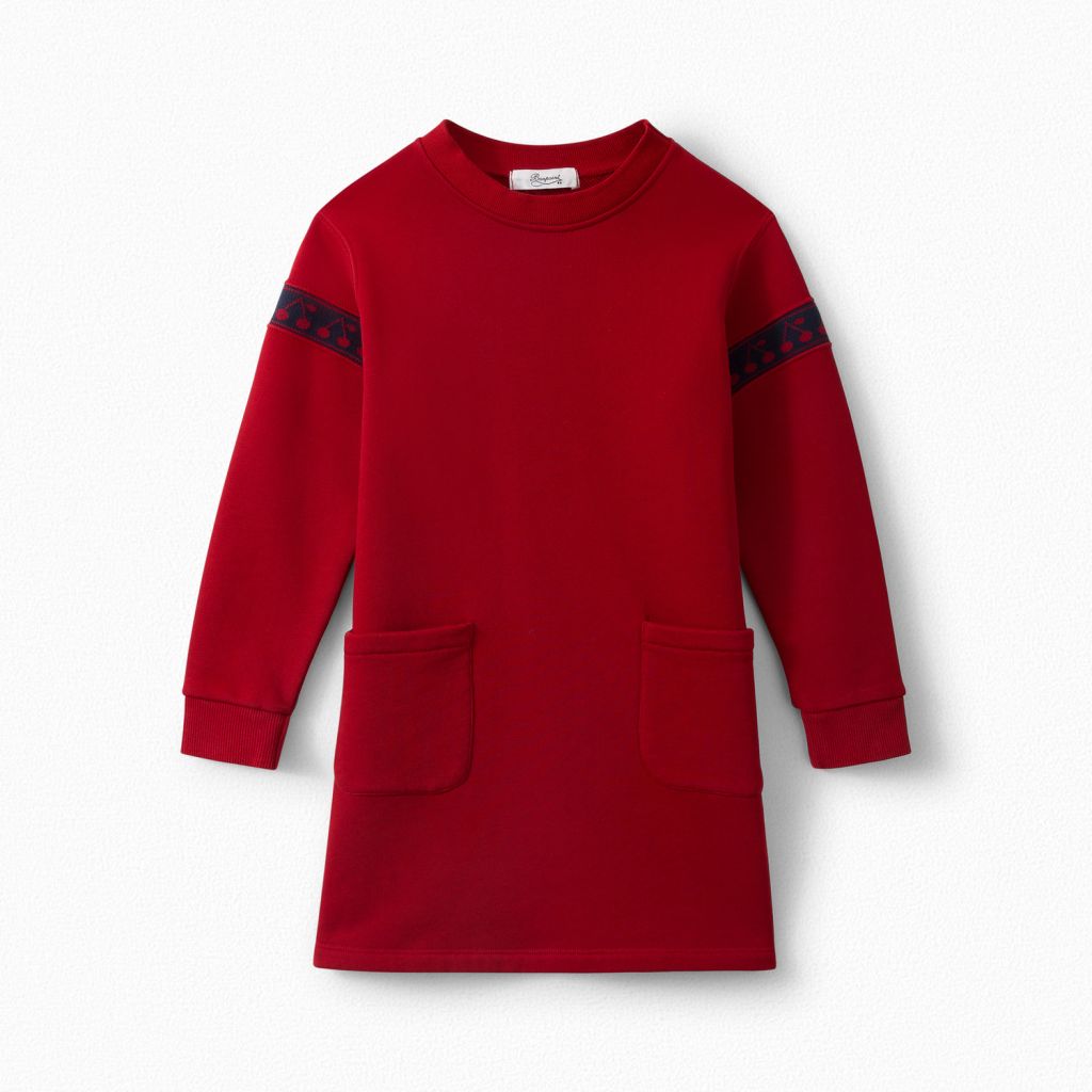 EMBROIDERED FLEECE DRESS RED - Yooto