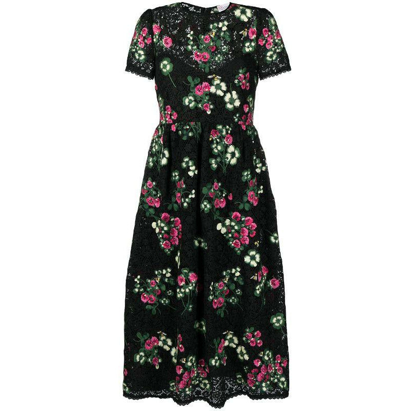 FLORAL EMBROIDERED MACRAMÉ DRESS - Yooto