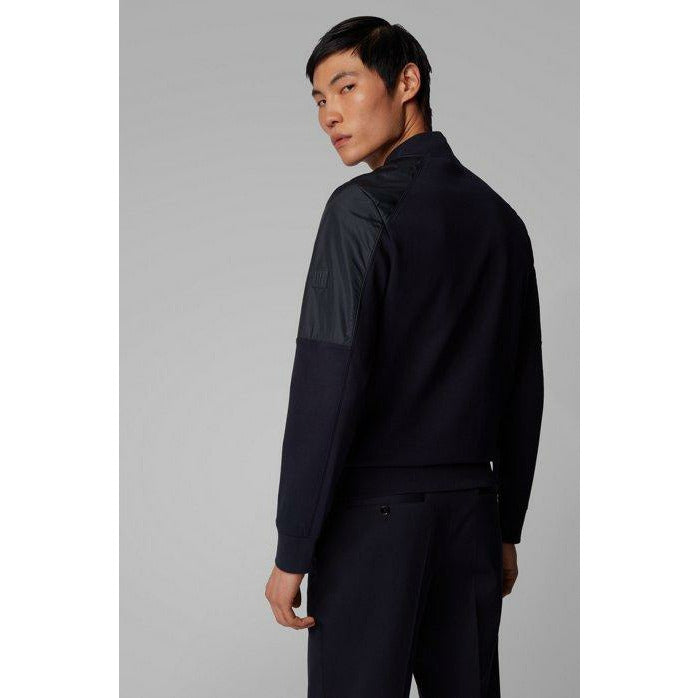 COTTON-BLEND BOMBER JACKET WITH COLLEGE COLLAR - Yooto