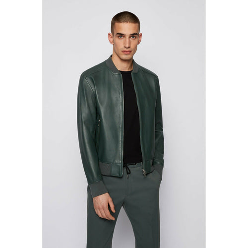 Load image into Gallery viewer, REGULAR-FIT JACKET IN NAPPA LEATHER WITH RIBBED DETAILS - Yooto
