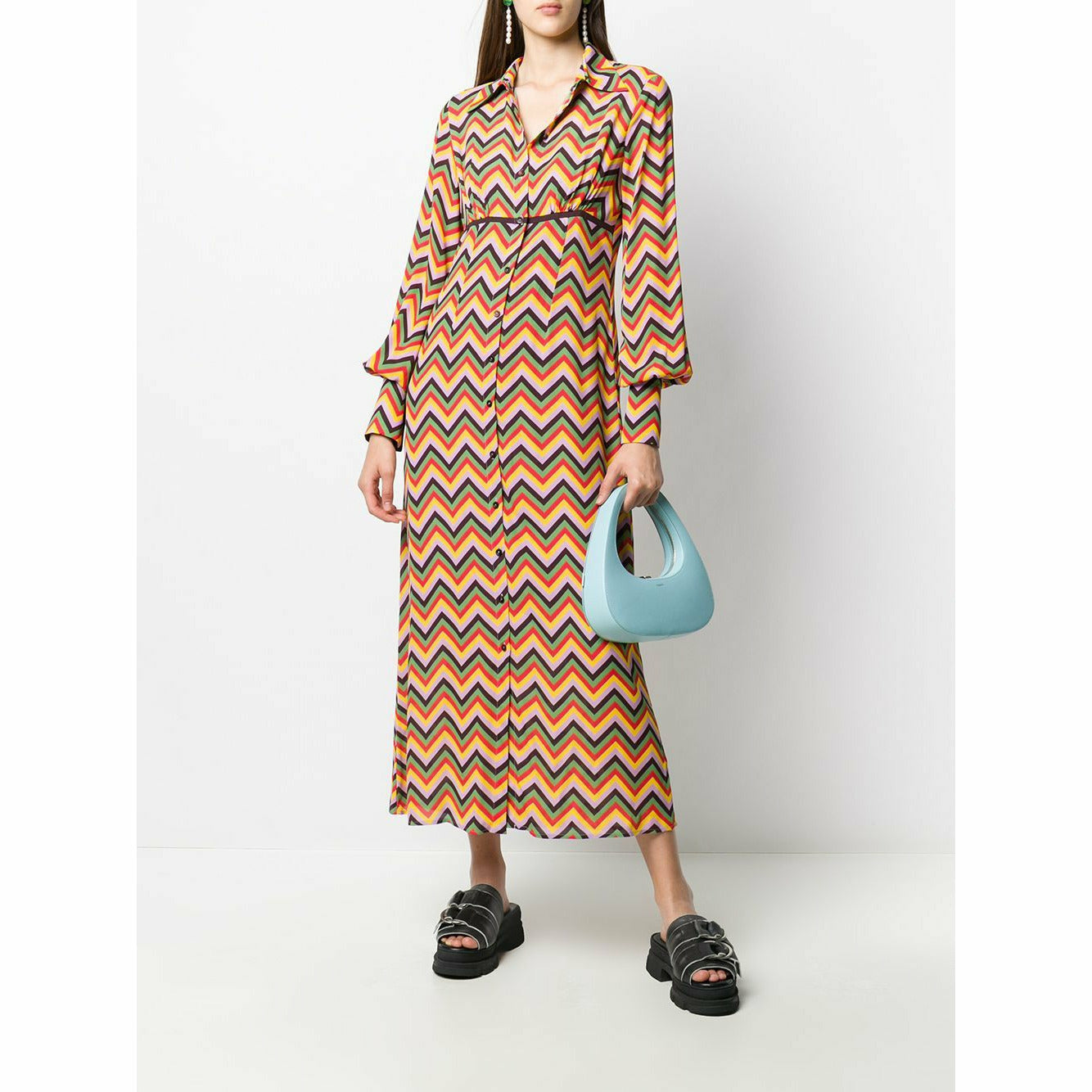 ZIGZAG PRINT SHIRTDRESS - Yooto