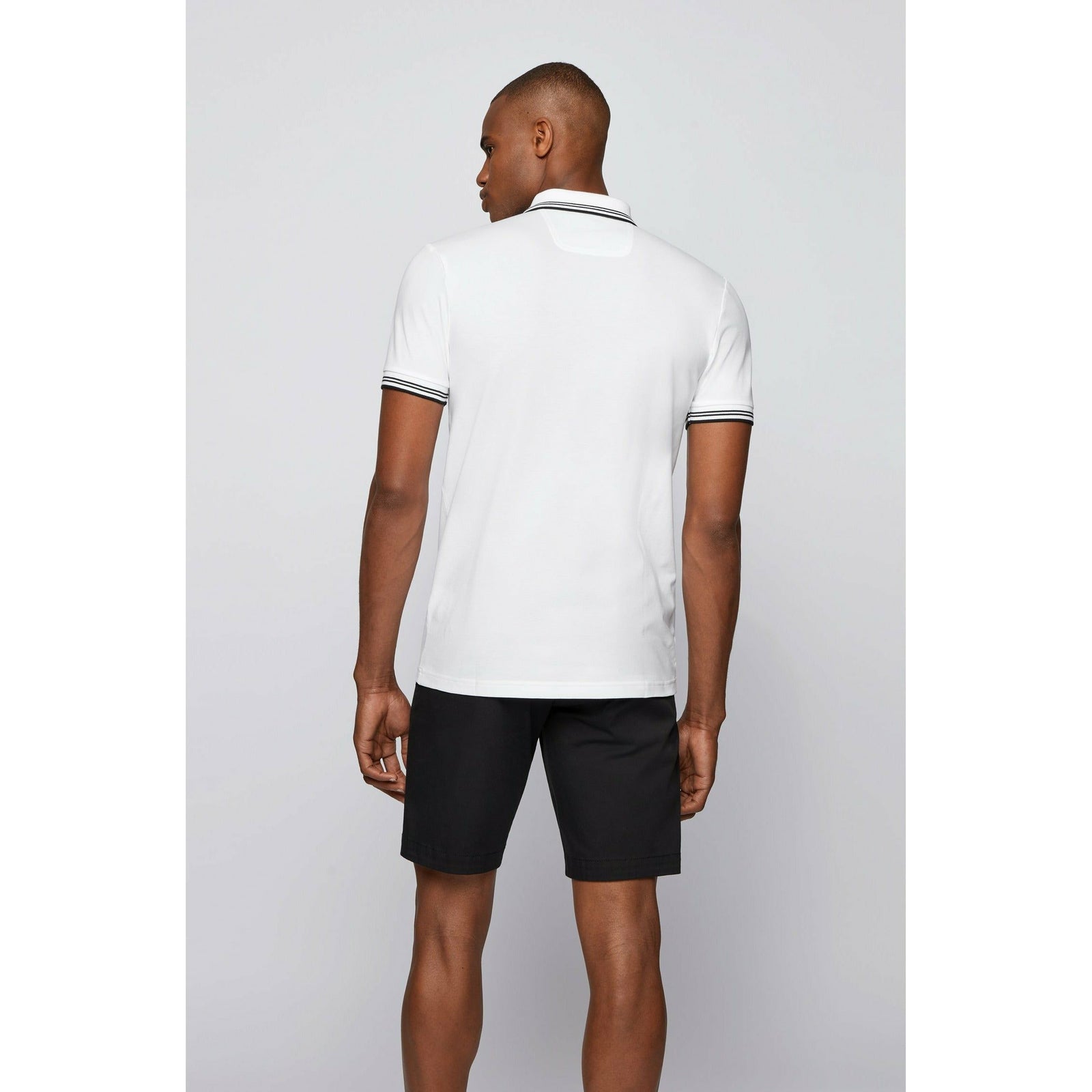 SLIM-FIT POLO SHIRT IN STRETCH PIQUÉ WITH CURVED LOGO - Yooto