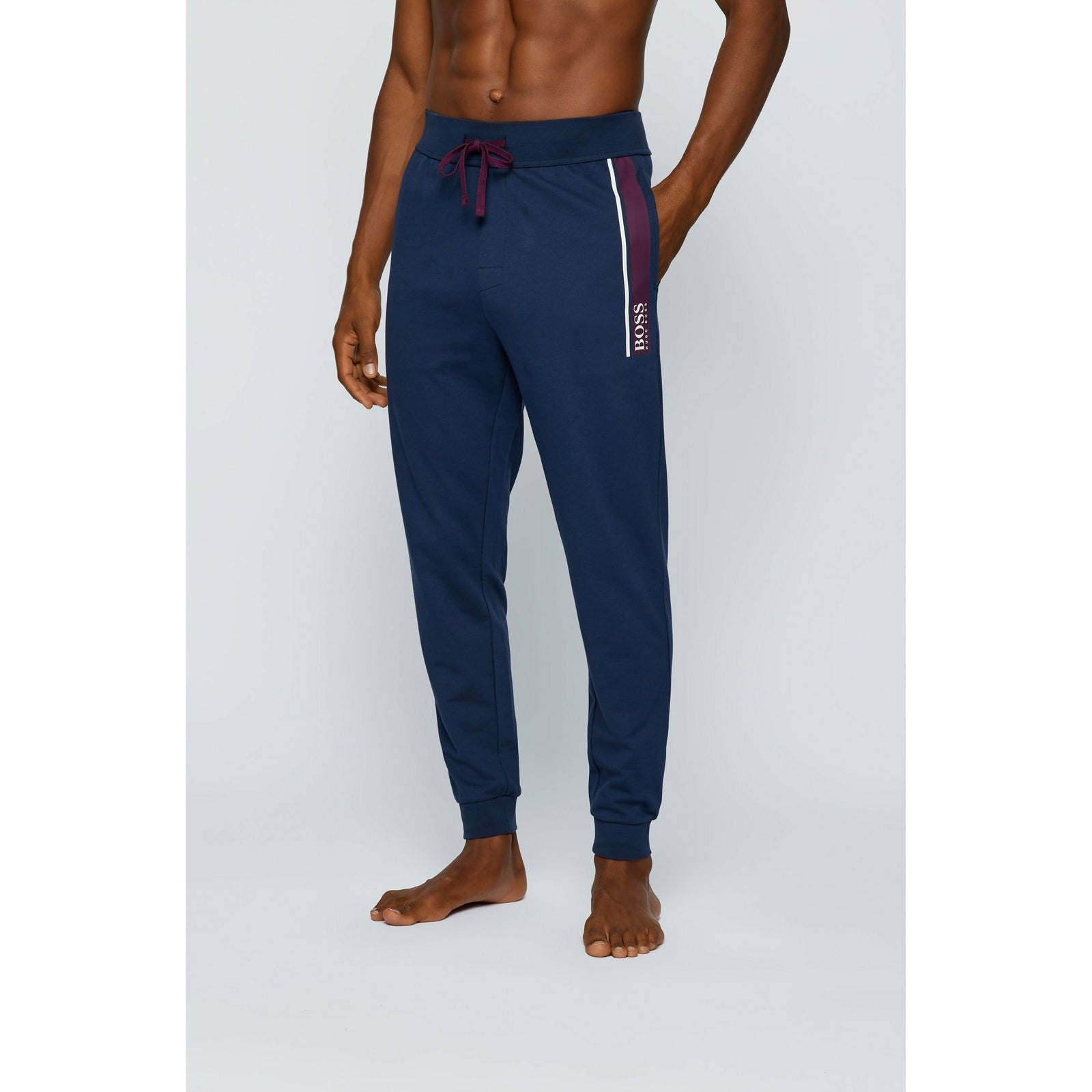 FRENCH-TERRY COTTON TRACKSUIT BOTTOMS WITH LOGO STRIPE - Yooto