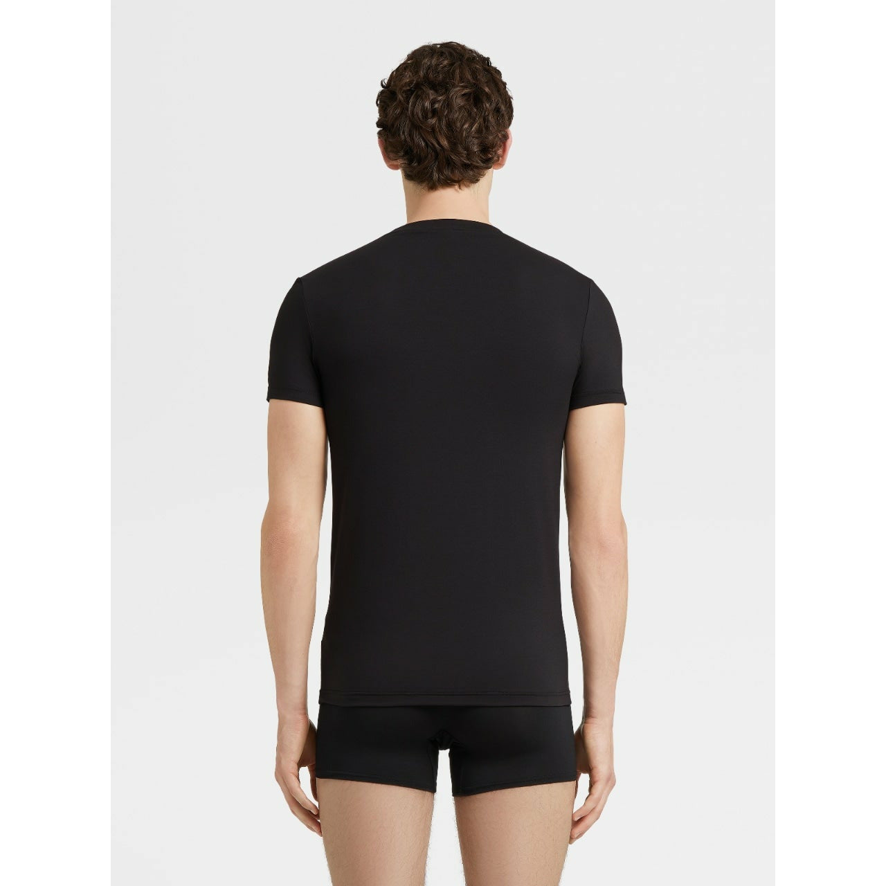 BLACK STRETCH COTTON T-SHIRT - Yooto