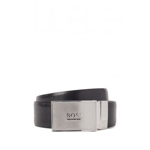 REVERSIBLE SMOOTH AND EMBOSSED LEATHER BELT - Yooto