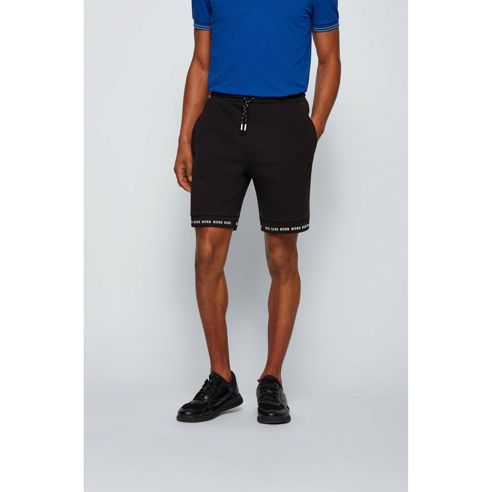 REGULAR-FIT SHORTS IN STRETCH JERSEY WITH LOGO HEMS - Yooto
