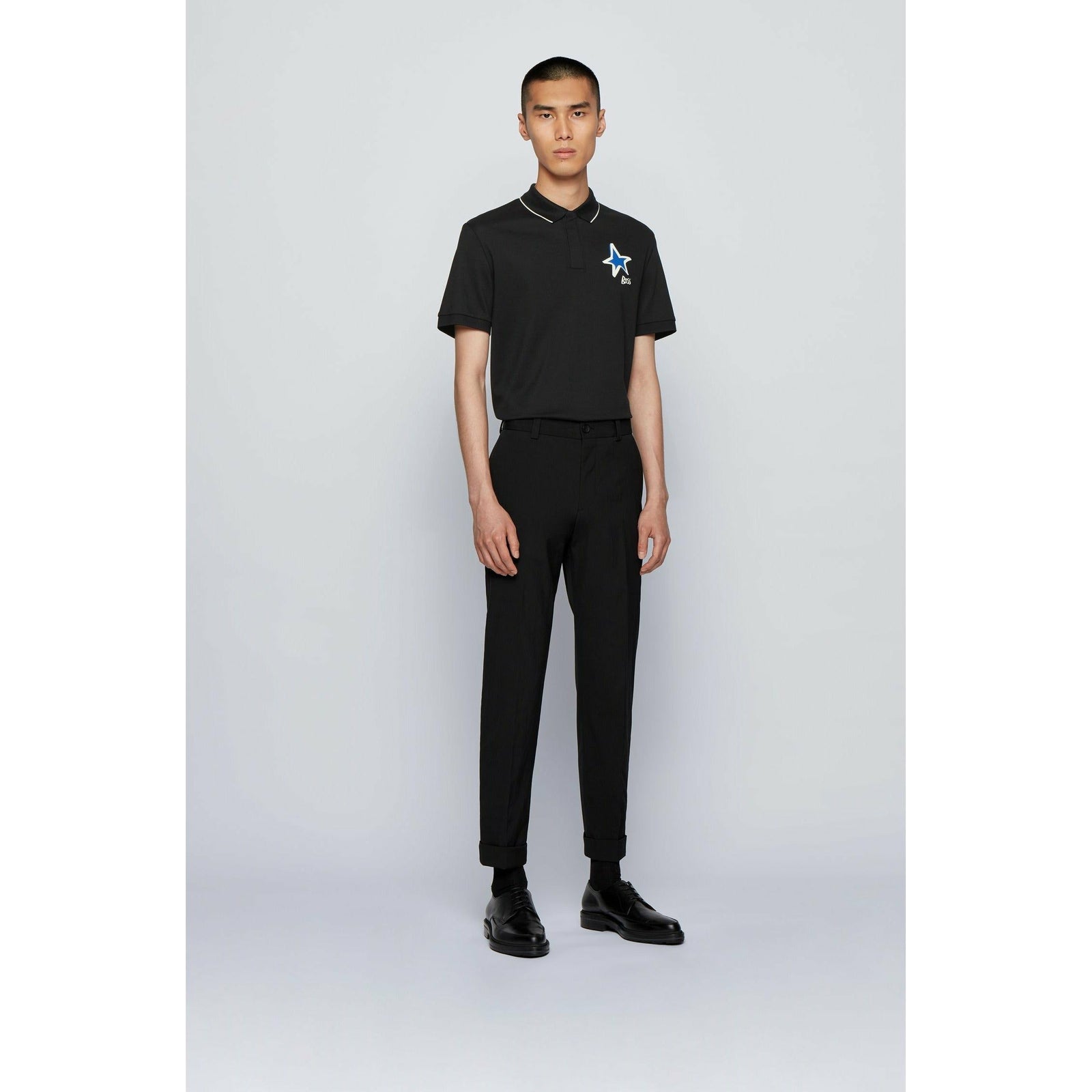 MERCERISED-COTTON POLO SHIRT WITH STAR AND LOGO MOTIFS - Yooto