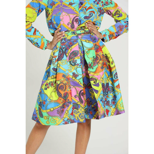 Load image into Gallery viewer, MIDI SKIRT WITH PLEATS AND ALL OVER PAISLEY FANTASY PRINT - Yooto
