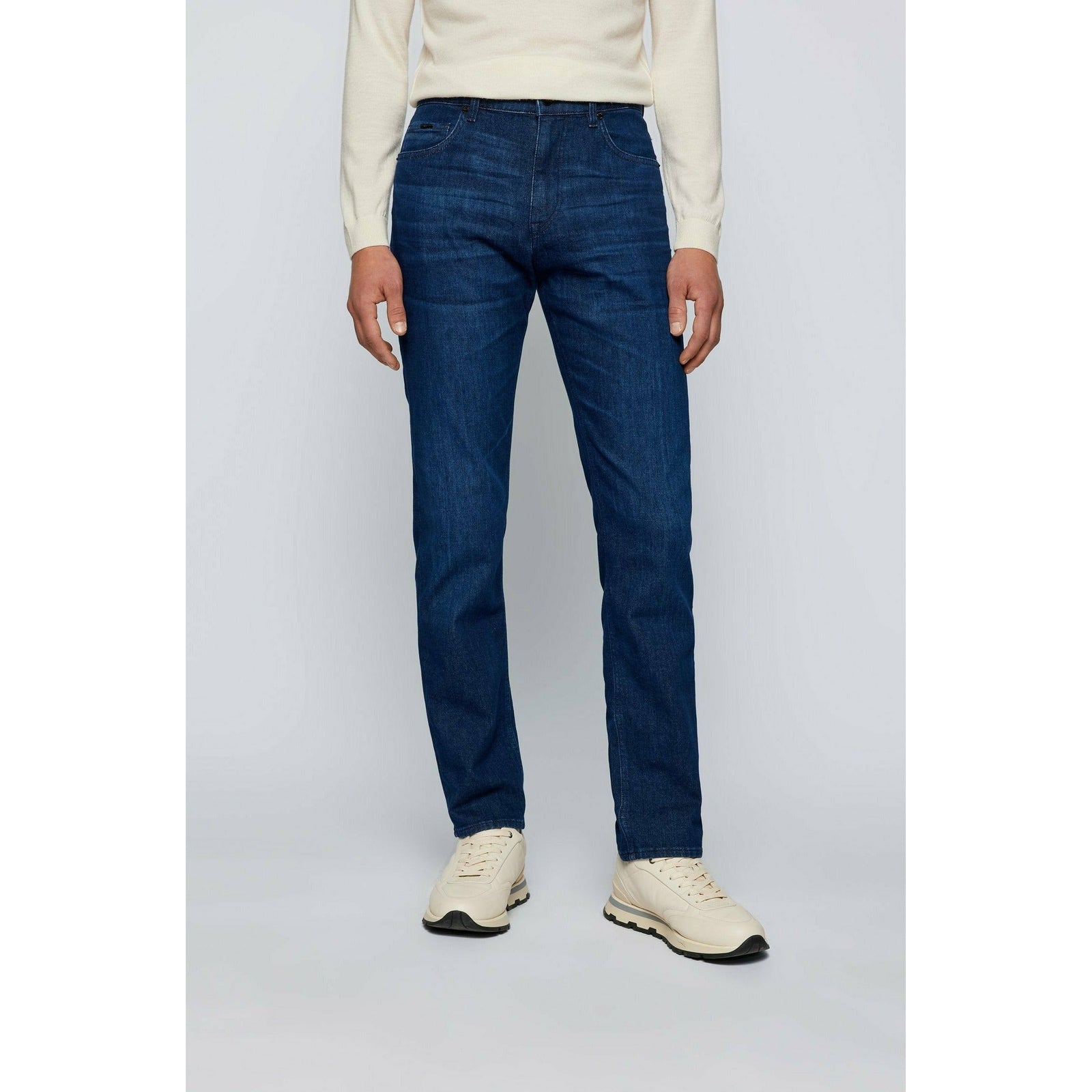 RELAXED-FIT JEANS IN SUPER-SOFT DARK-BLUE DENIM - Yooto