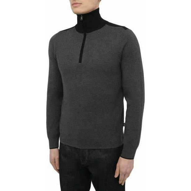 CONTRAST-COLLAR TROYER SWEATER IN COTTON WITH VIRGIN WOOL - Yooto