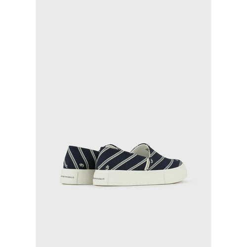 Load image into Gallery viewer, STRIPED PRINT CANVAS SLIP-ONS WITH LOGO - Yooto
