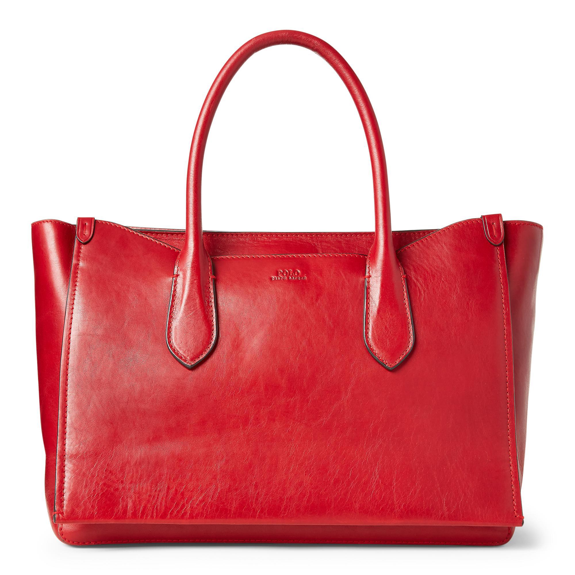 Ralph lauren red leather handbag hot sale