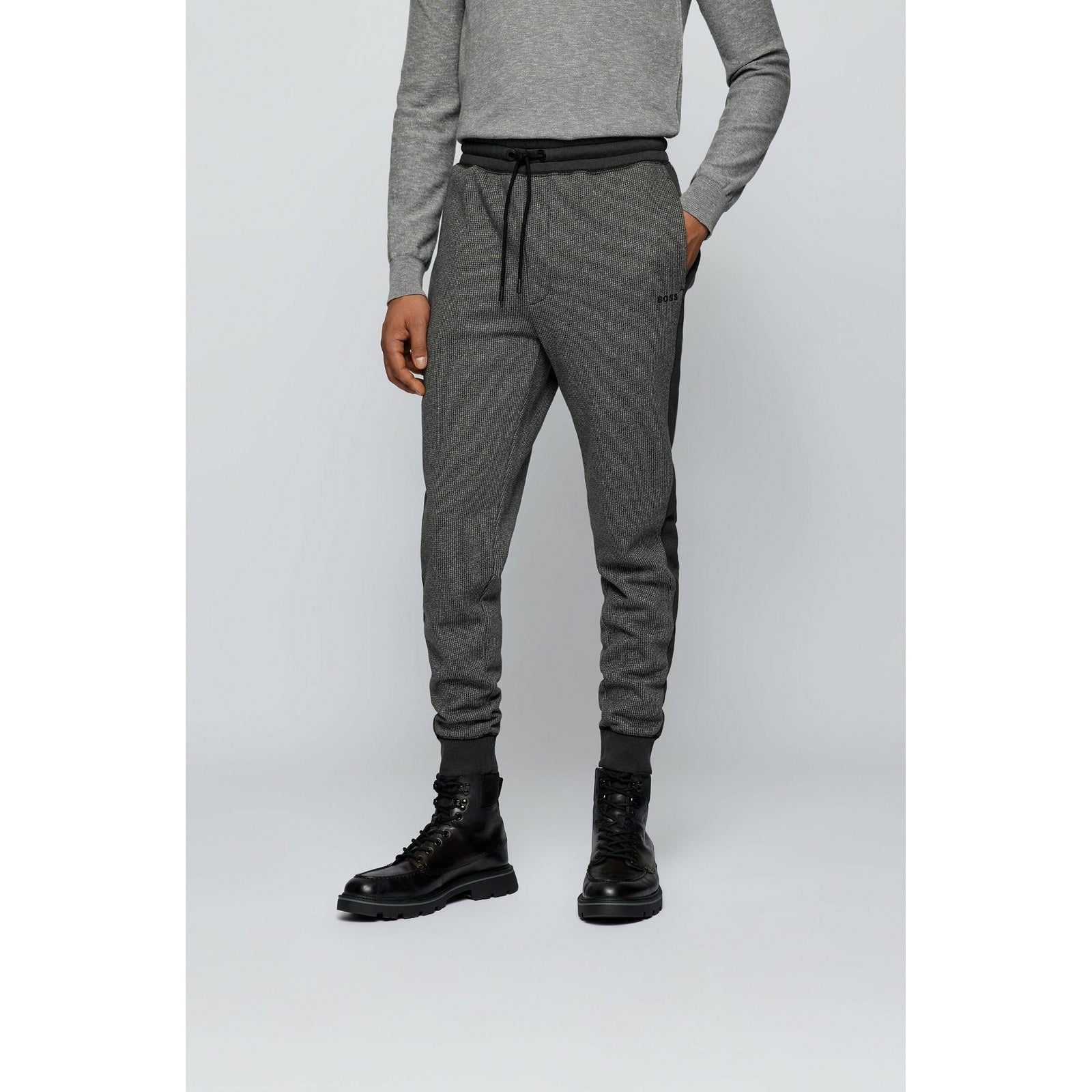 COTTON-BLEND TRACKSUIT BOTTOMS WITH HOUNDSTOOTH MOTIF - Yooto