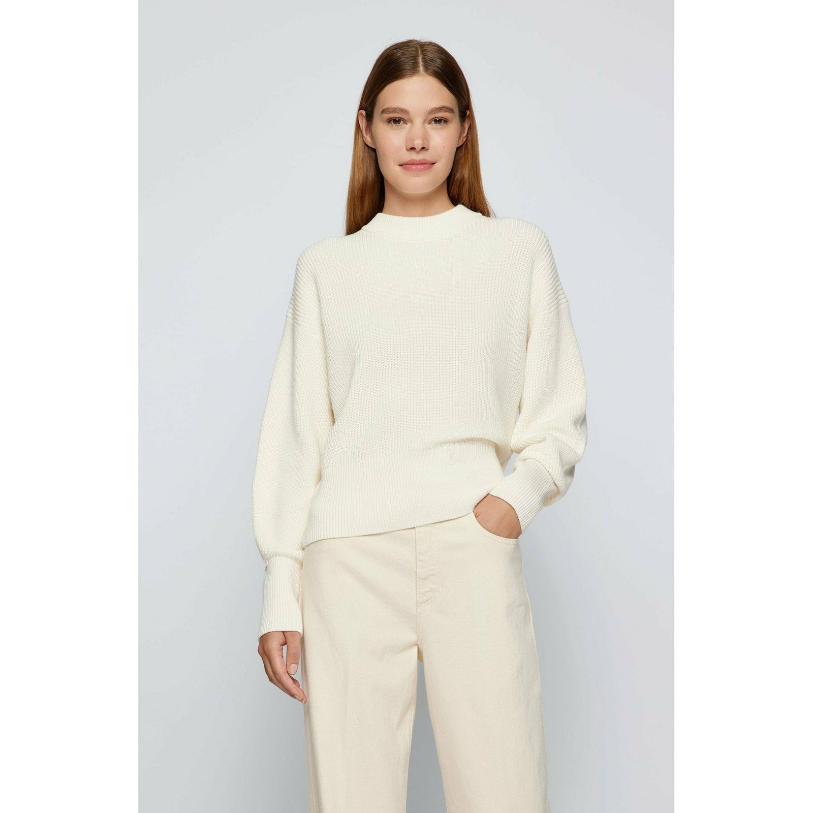 RELAXED-FIT SWEATER IN ORGANIC COTTON AND SILK - Yooto