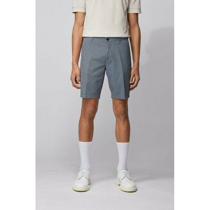 SLIM-FIT SHORTS IN STRETCH COTTON WITH MICRO MOTIF - Yooto