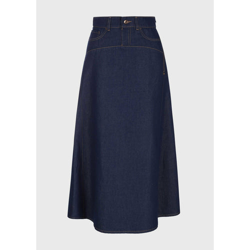Load image into Gallery viewer, FLARED MAXI SKIRT IN LINEN BLEND DENIM - Yooto
