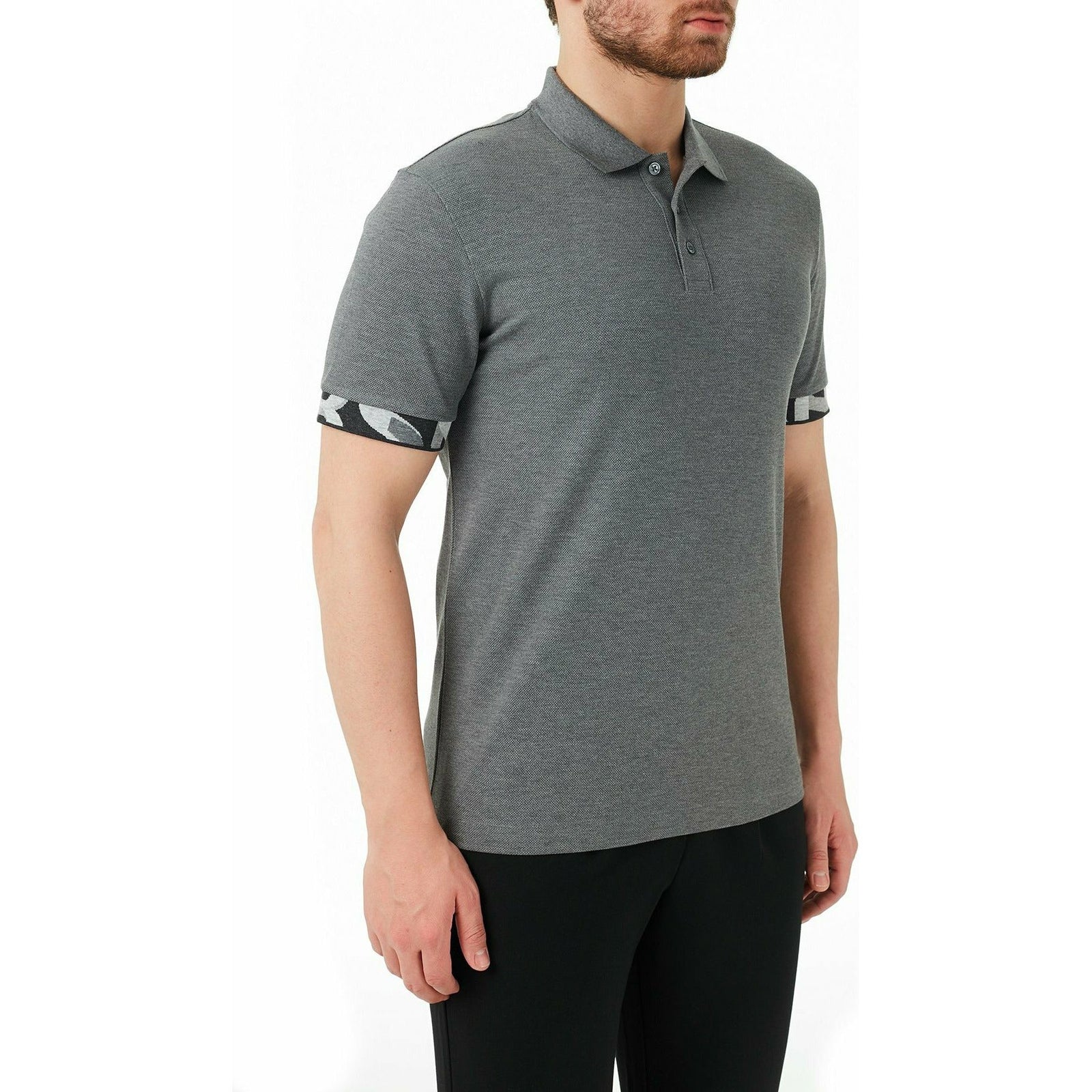 REGULAR-FIT POLO SHIRT WITH PATTERNED CUFFS - Yooto
