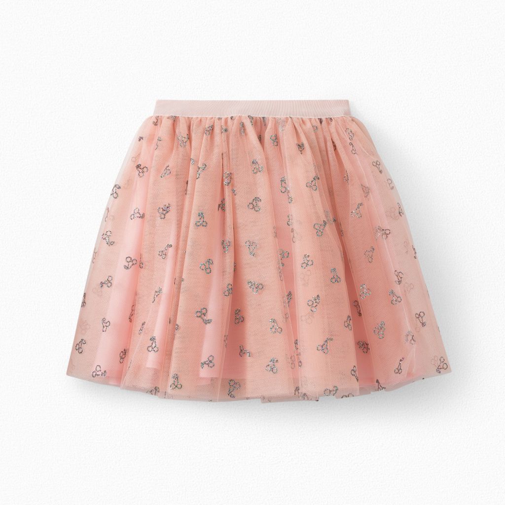 GIRLS' GLITTERY CHERRY VOILE SKIRT MULTI-COLORED FADED - Yooto