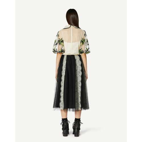 Load image into Gallery viewer, POINT D&#39;ESPRIT TULLE SKIRT WITH LACE RIBBONS - Yooto
