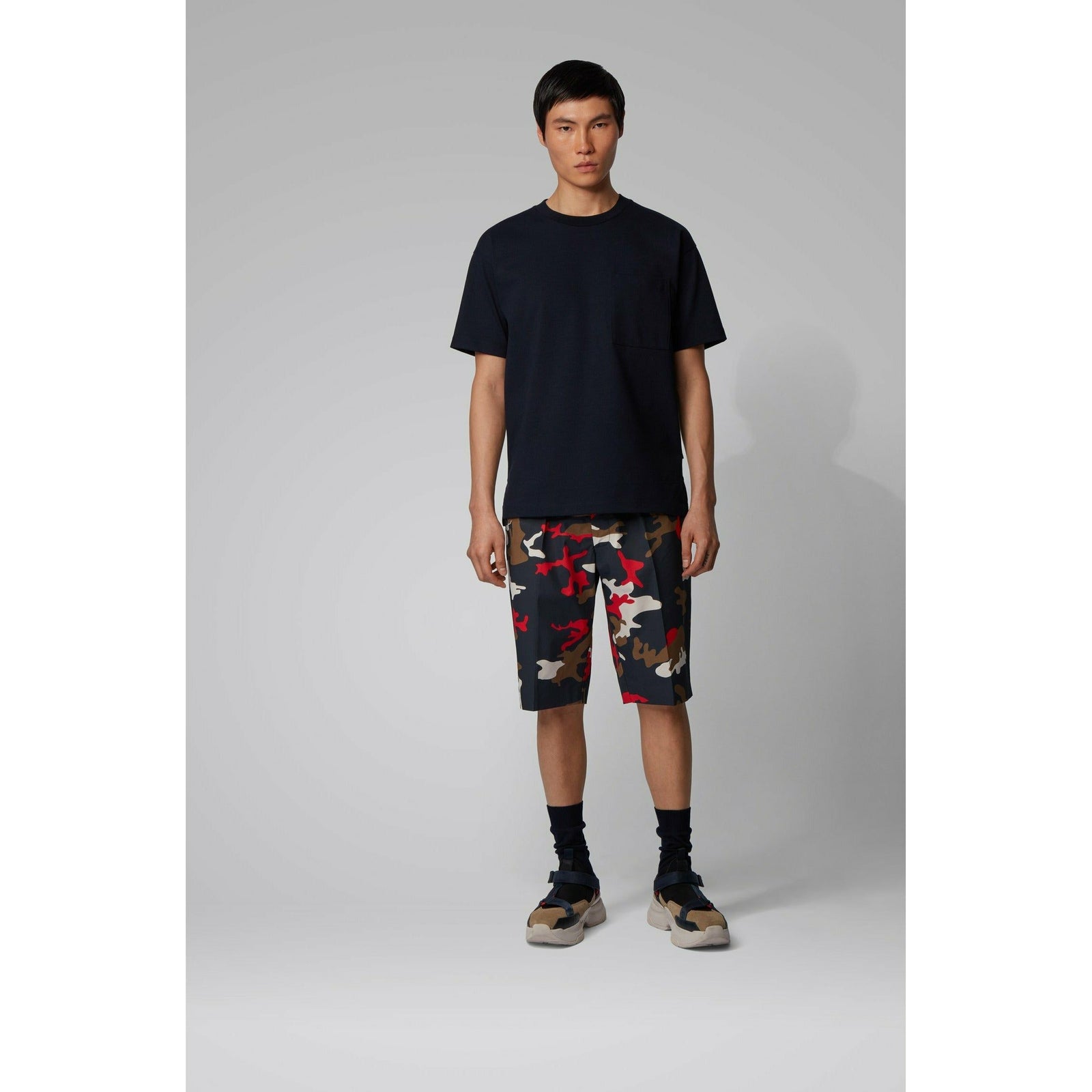RELAXED-FIT SHORTS IN CAMOUFLAGE-PRINT STRETCH COTTON - Yooto