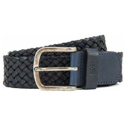 WOVEN-LEATHER BELT WITH LOGO-STAMPED KEEPER - Yooto