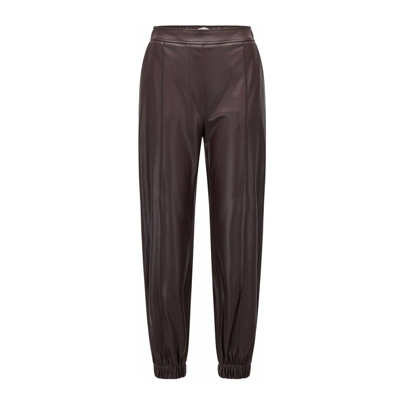 RELAXED-FIT TROUSERS IN FAUX LEATHER WITH CUFFED HEMS - Yooto