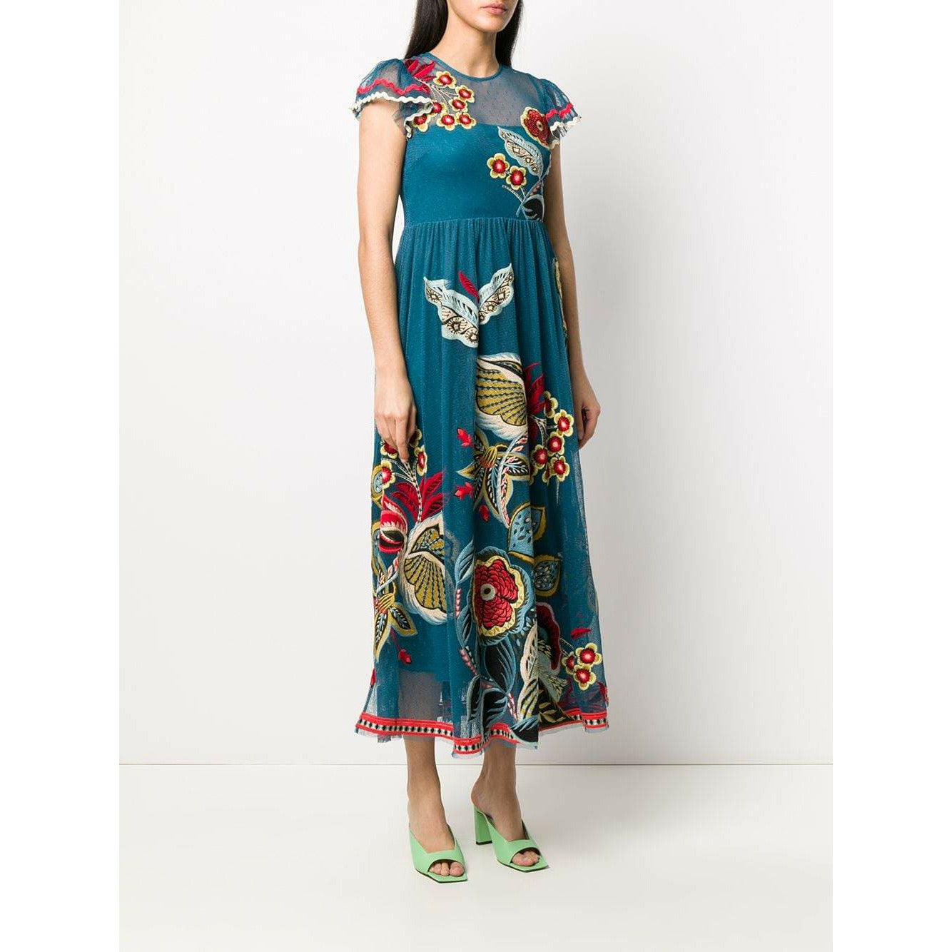 FLORAL-EMBROIDERED MESH DRESS - Yooto
