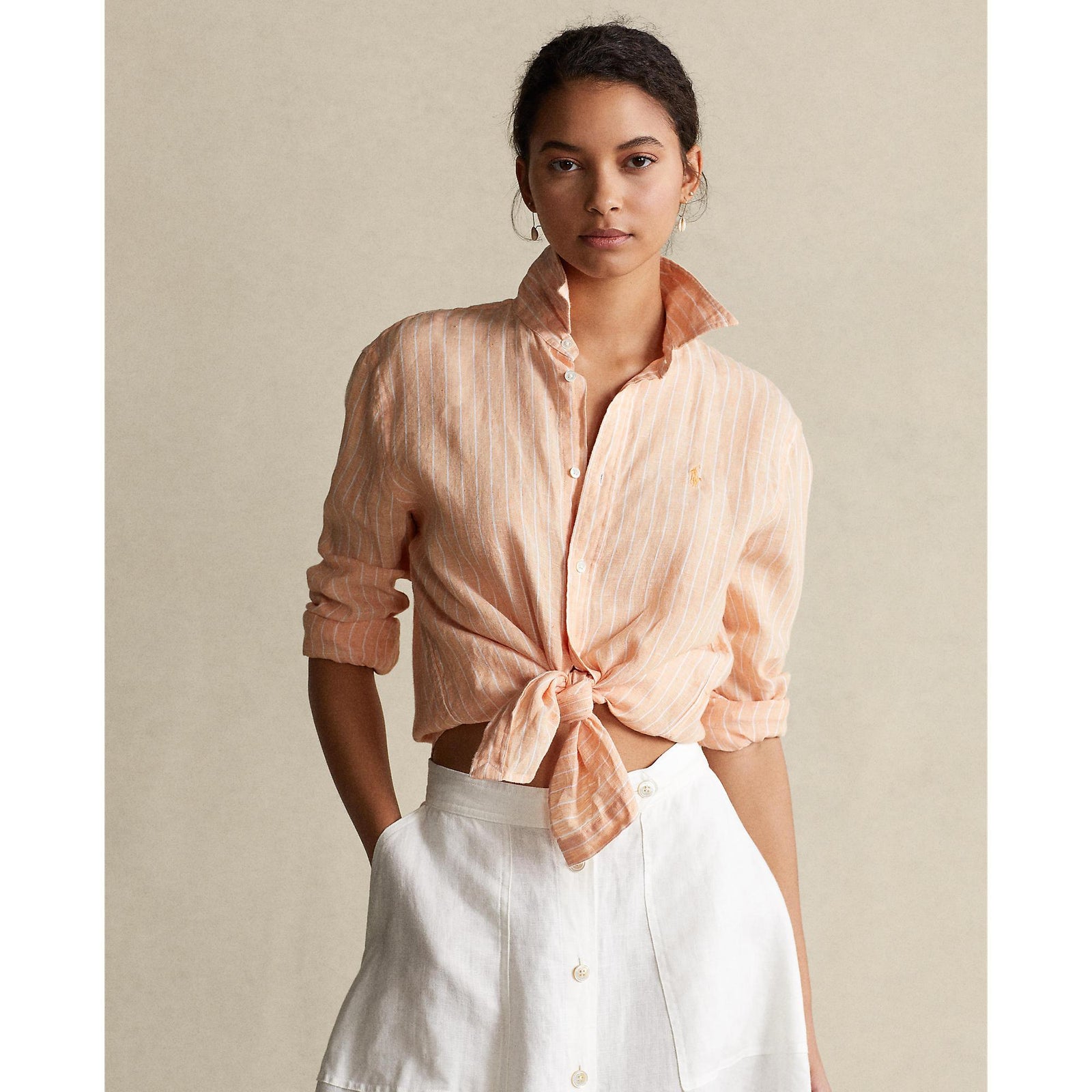 RELAXED FIT STRIPED LINEN SHIRT - Yooto
