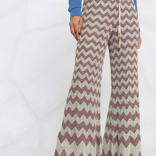 Load image into Gallery viewer, ZIG-ZAG KNIT FLARED TROUSERS - Yooto
