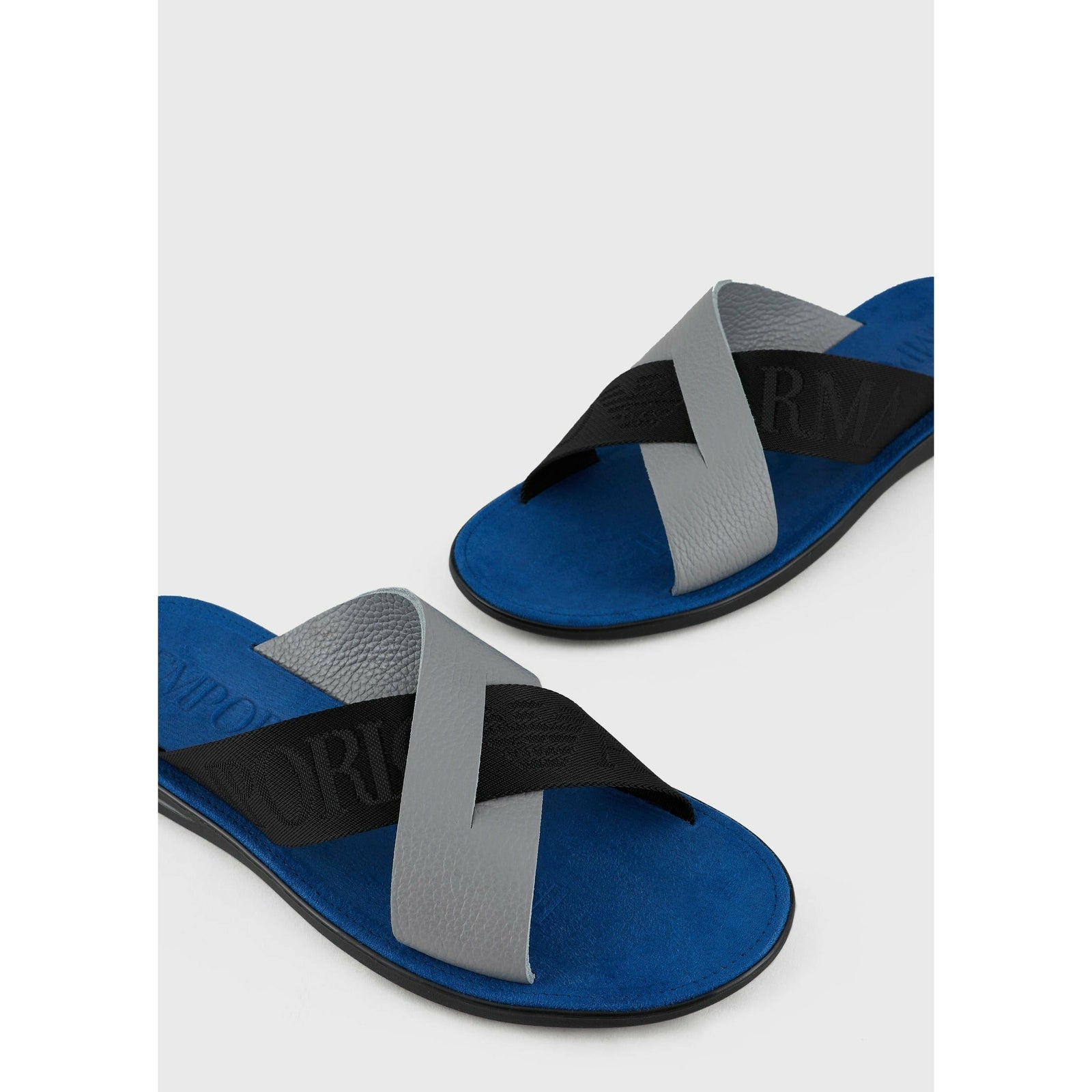 CROSSED LEATHER SANDALS WITH JACQUARD RIBBON - Yooto