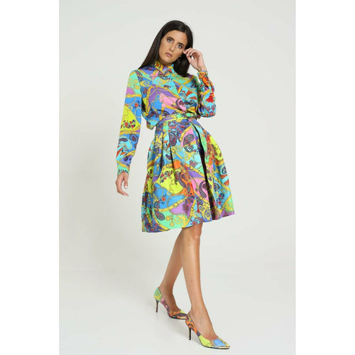 Load image into Gallery viewer, MIDI SKIRT WITH PLEATS AND ALL OVER PAISLEY FANTASY PRINT - Yooto
