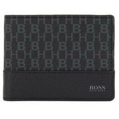 BOSS - Monogram-print wallet in Italian coated fabric and leather