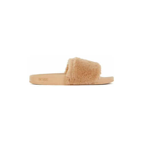 Load image into Gallery viewer, FAUX-FUR SLIDES WITH MONOGRAM OUTSOLE - Yooto
